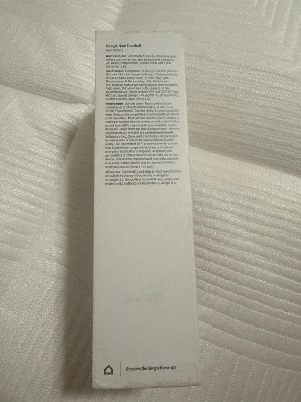 Google Nest Doorbell (Battery) WiFi digital zoom , HD, 24/7 live, Night vision